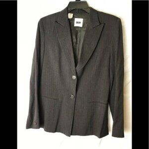 DKNY Vintage Y2K Wool Pinstripe 3 button Blazer Jacket Light Brown Minimalist 8